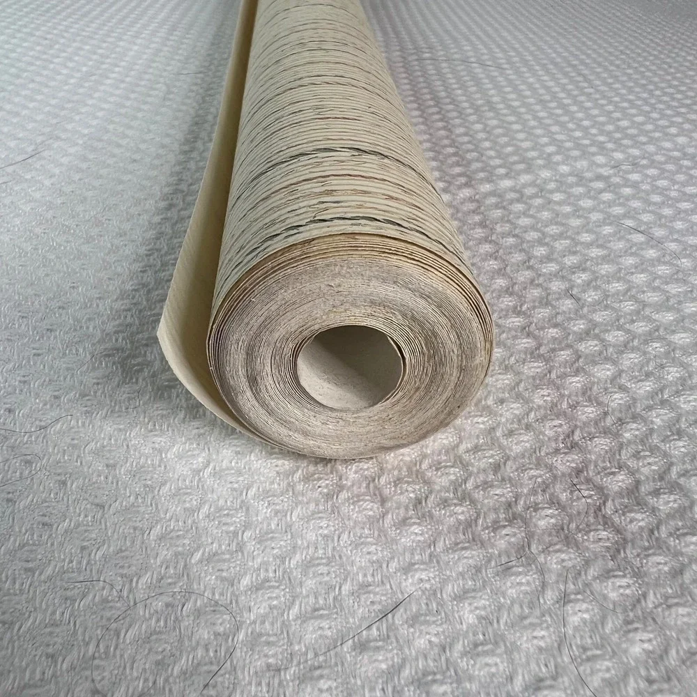 Vintage Pinstripe Textured Wallpaper Roll Cream Brown Made in USA 20.5